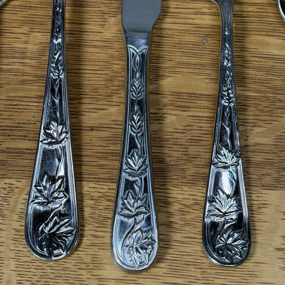 Retroneu Tuileries Leaf Garden Flatware 5 Piece Place Setting Dinner Service